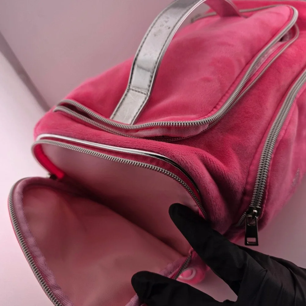 Juicy Couture Pink Velour Rhinestone Makeup Bag Toiletry Cosmetic‎ Y2K Style